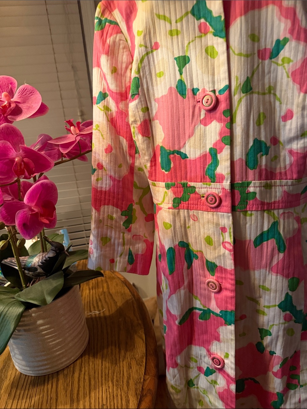 Lilly Pulitzer Pink Floral Button-Front Coat - Picture 6 of 8